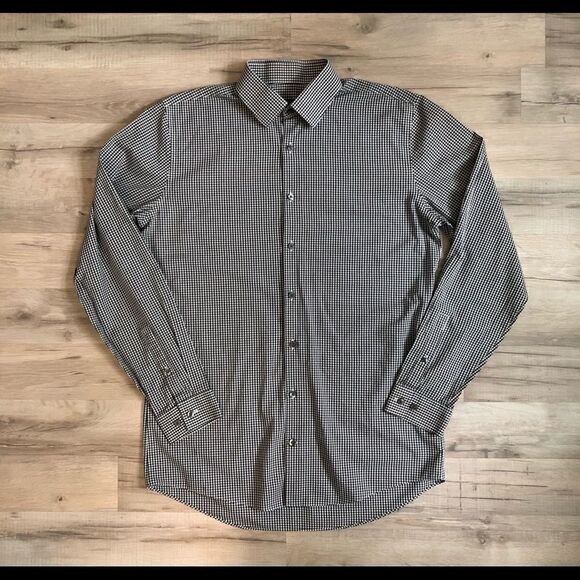 J. Ferrar Black & White Slim Dress Shirt Size M - Picture 1 of 3